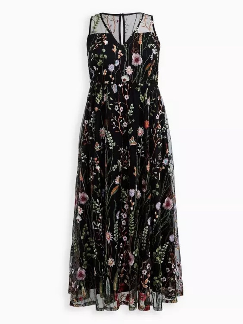 Torrid Maxi Mesh Floral Embroidered Dress